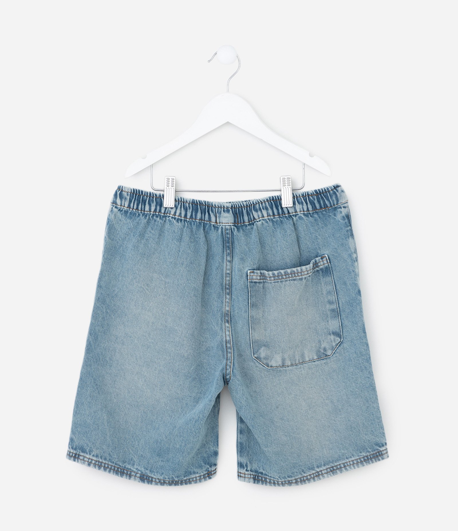 Bermuda Infantil em Jeans com Cós Elástico e Cordão – Tam 5 a 14 Anos Azul Claro 3