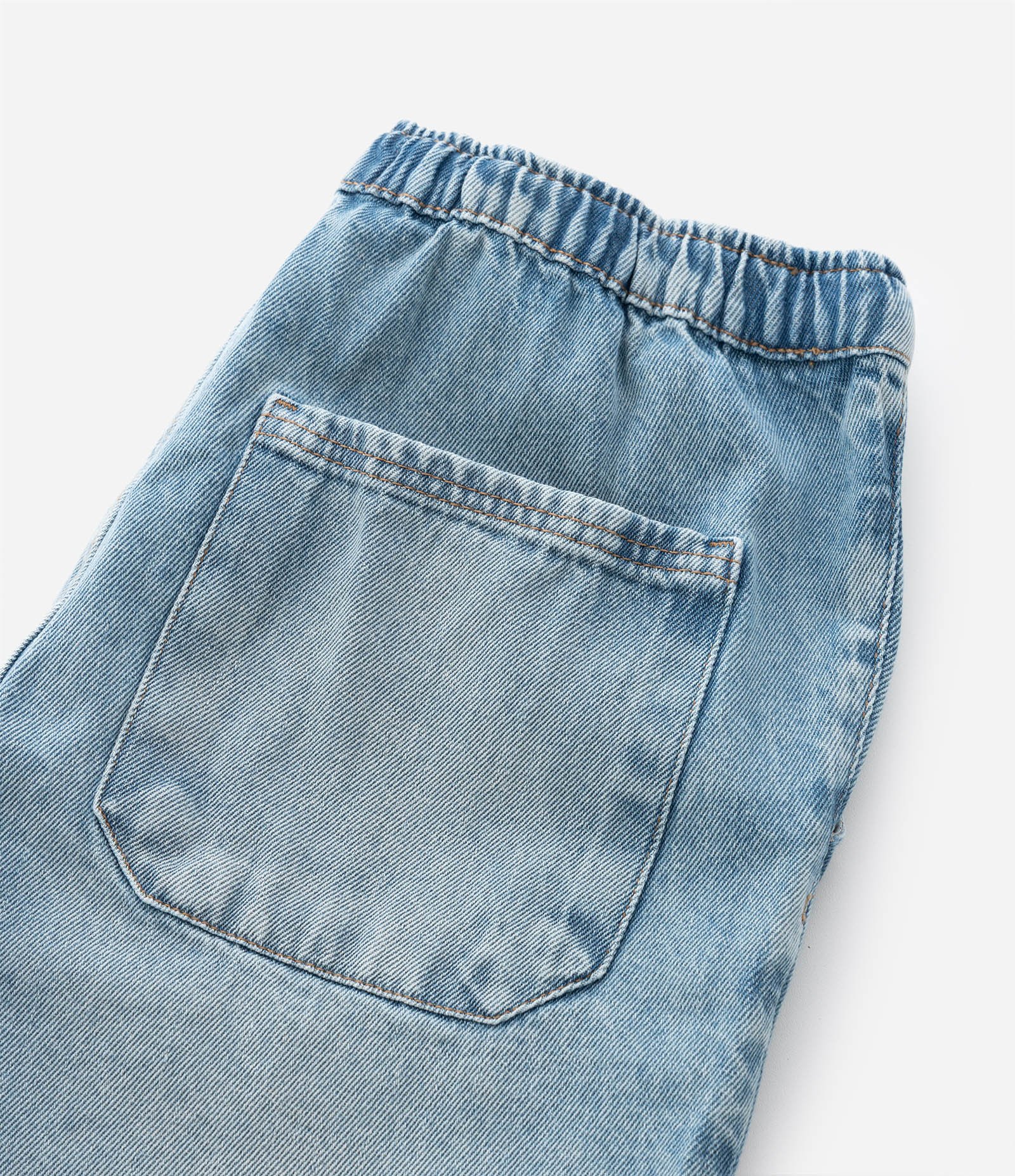 Bermuda Infantil em Jeans com Cós Elástico e Cordão – Tam 5 a 14 Anos Azul Claro 5