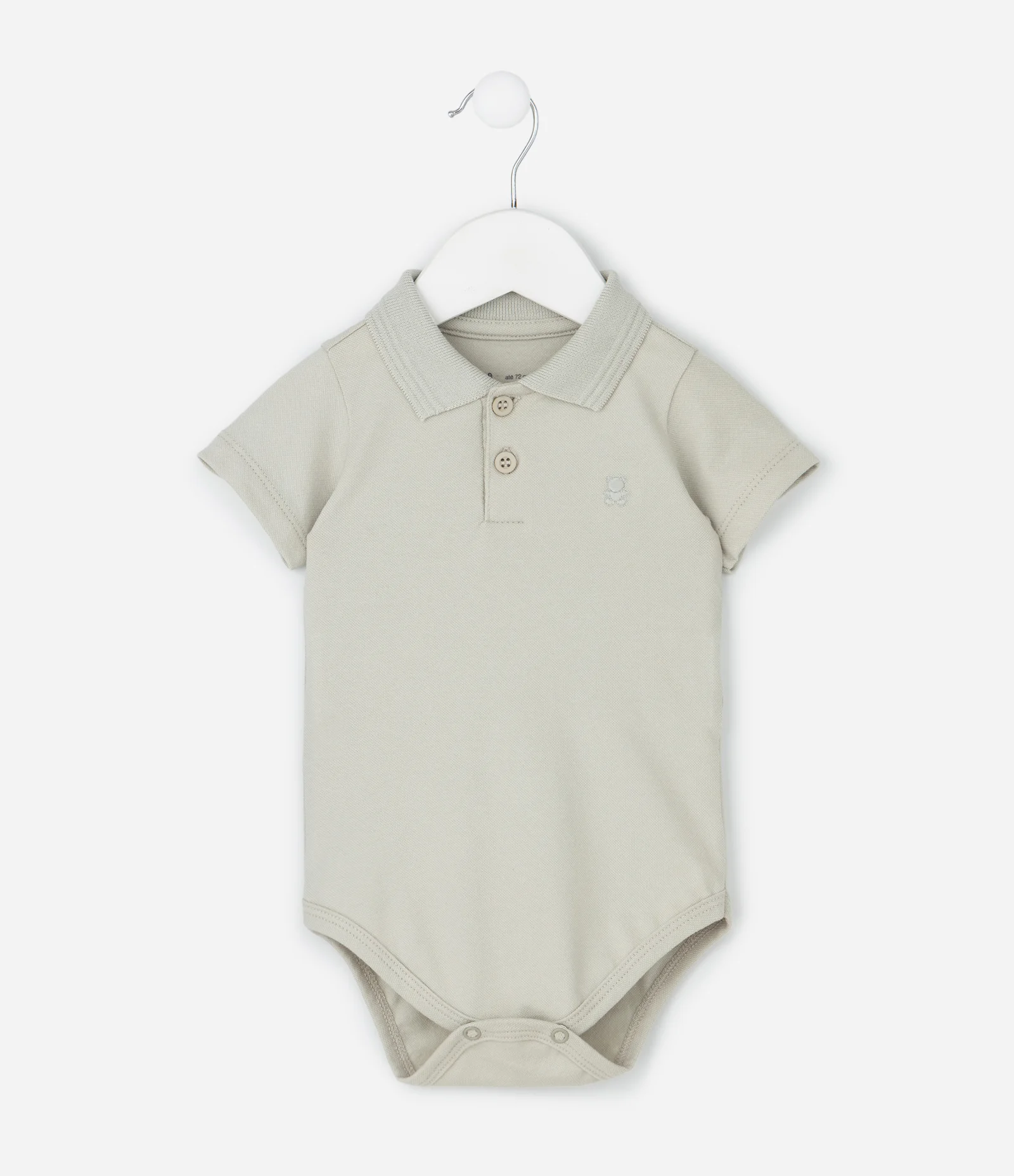 Body Infantil em Piquet Texturizado com Gola Polo – Tam 0 a 18 Meses Cinza Claro 2