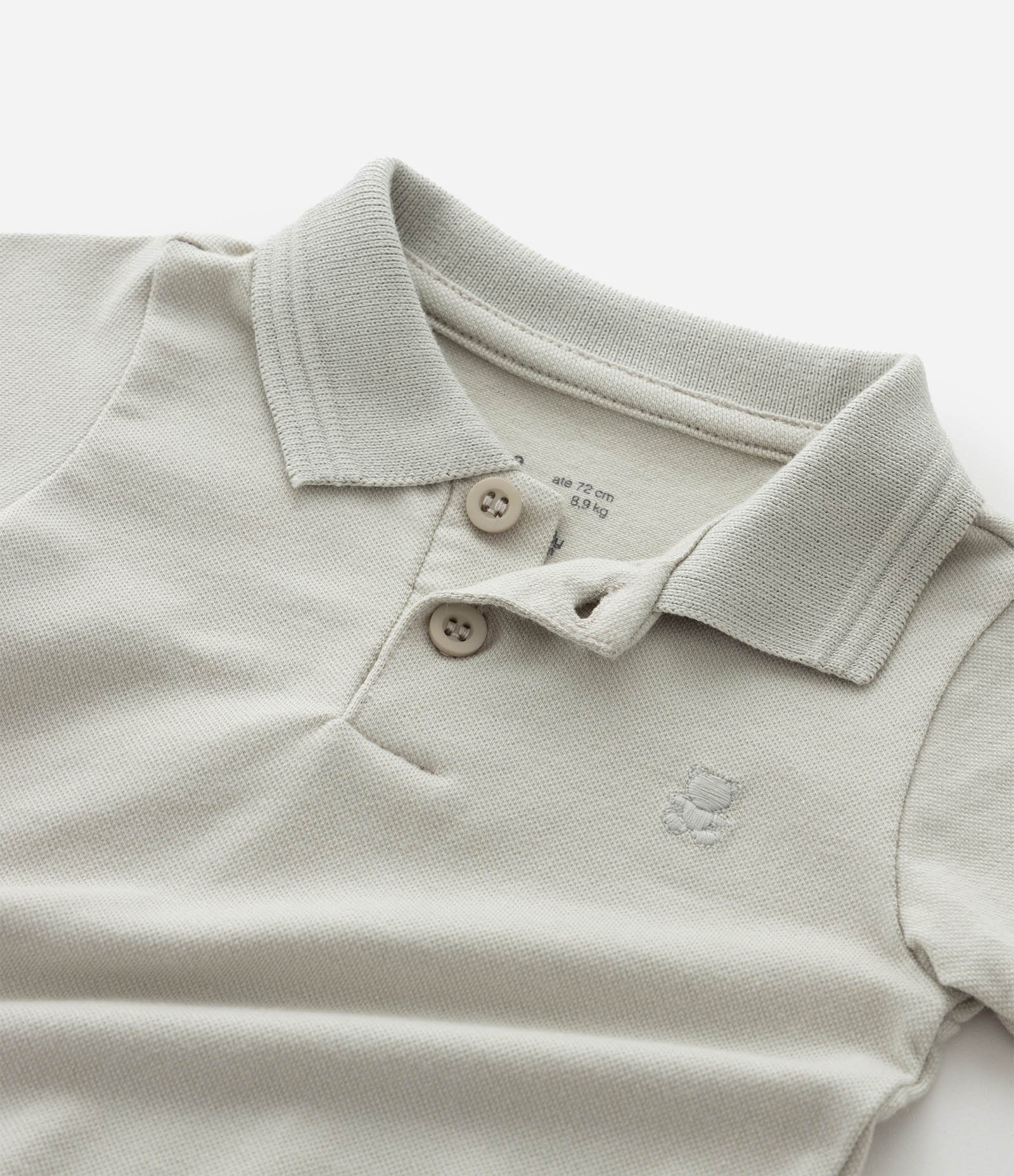 Body Infantil em Piquet Texturizado com Gola Polo – Tam 0 a 18 Meses Cinza Claro 7