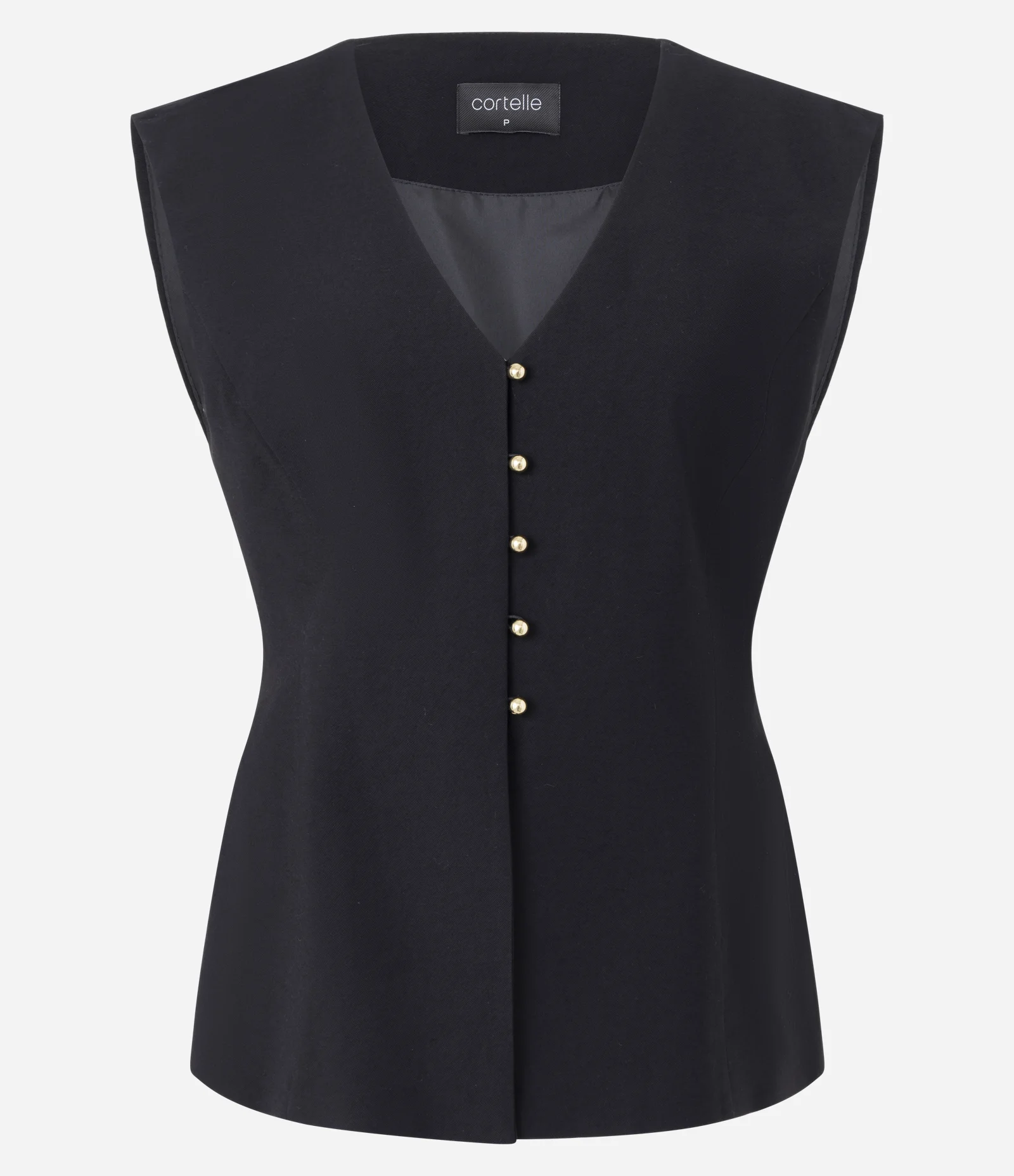 Colete Acinturado de Alfaiataria com Abotoamento Preto 5