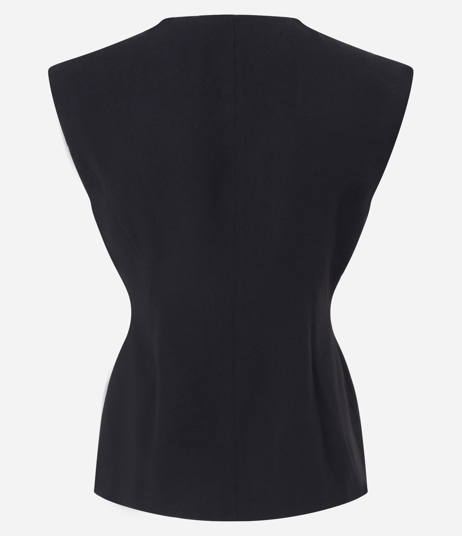 Colete Acinturado de Alfaiataria com Abotoamento Preto 6