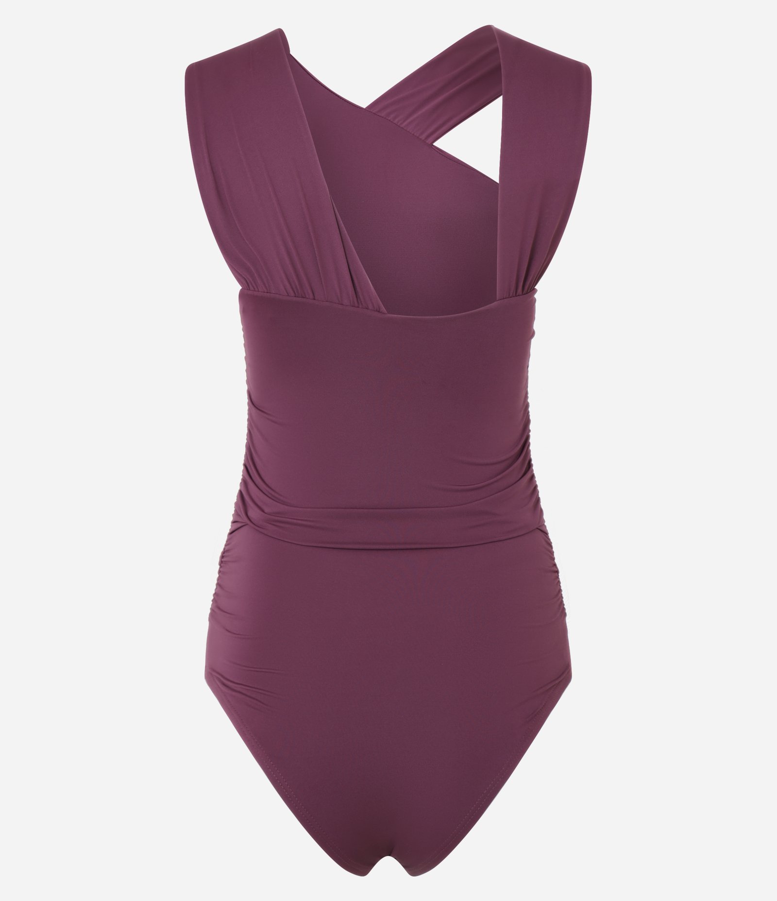 Body em Helanca com Decote Assimétrico e Drapeados Roxo 2