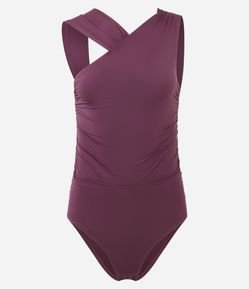 Body em Helanca com Decote Assimétrico e Drapeados