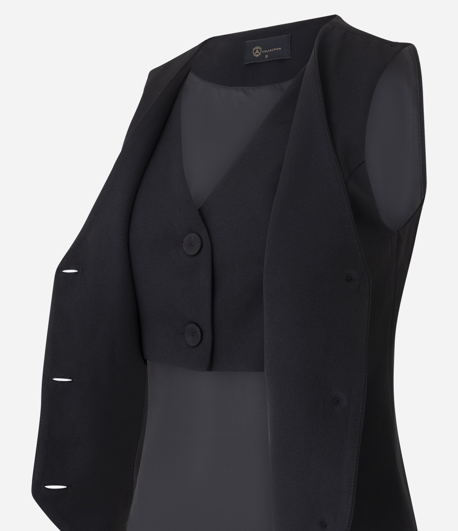 Colete de Alfaiataria com Sobreposição Dupla Preto 8