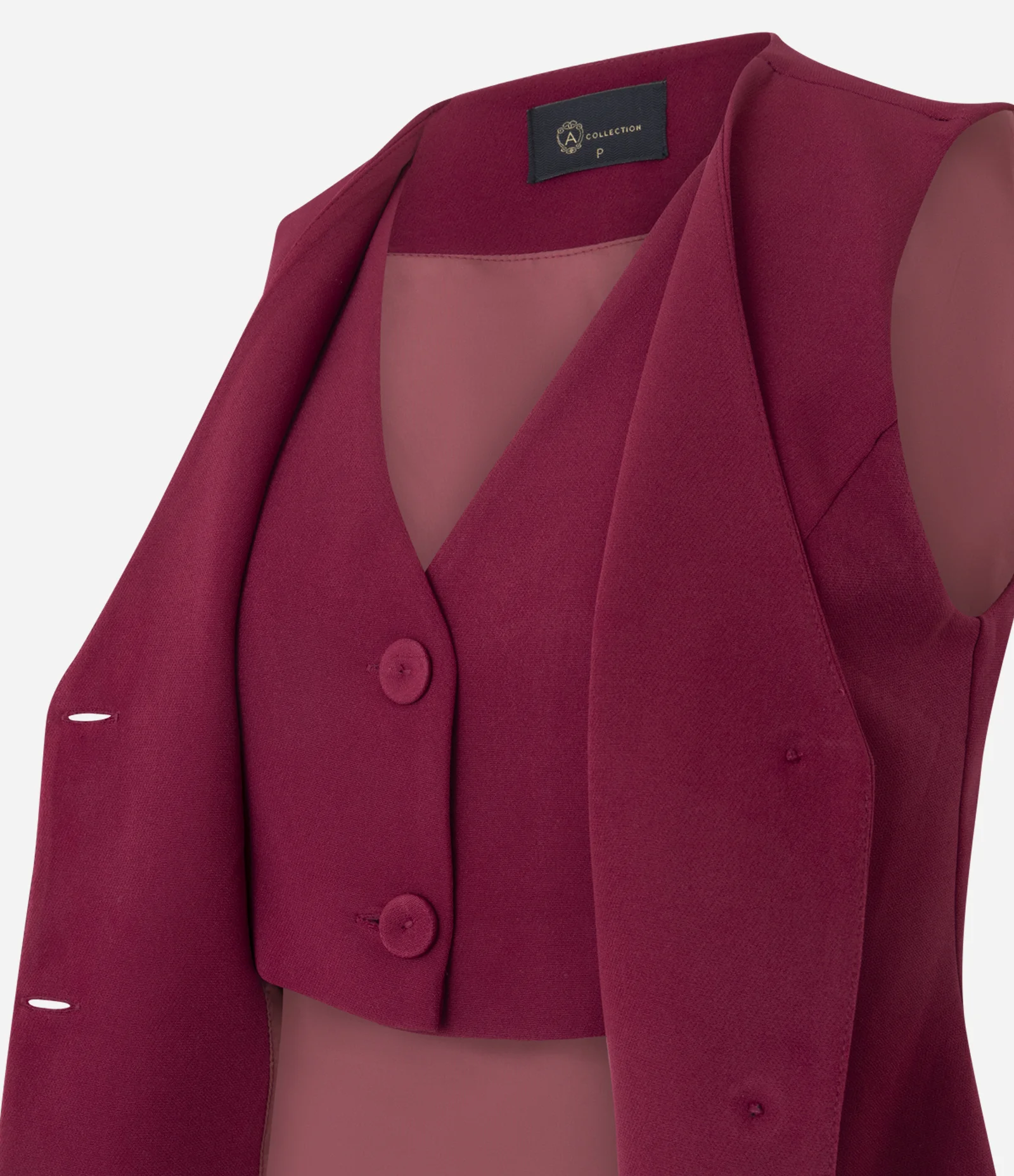 Colete de Alfaiataria com Sobreposição Dupla Vermelho 3