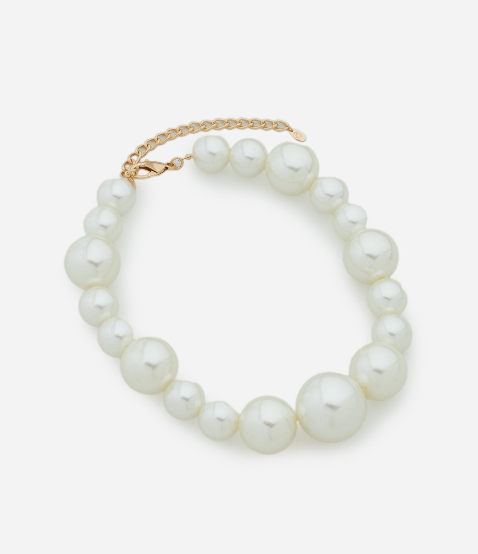 Colar Curto com Pérolas Maxi e Fecho Ajustável Branco 2