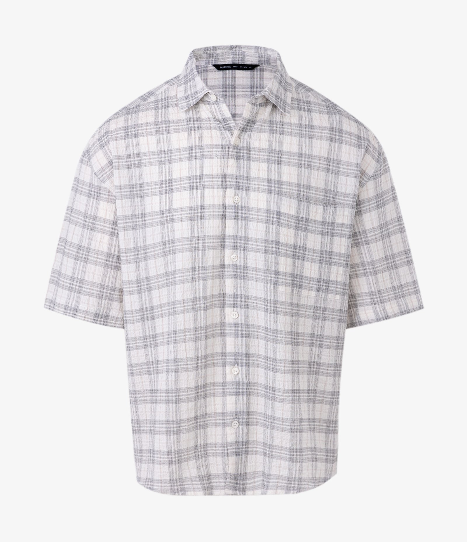 Camisa Boxy em Algodão com Estampa Xadrez Off White 5