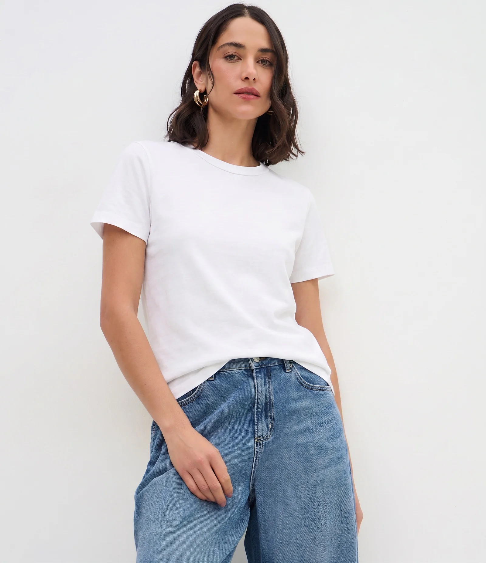 Blus Basic Blusa Básica Regular em Algodão Branco