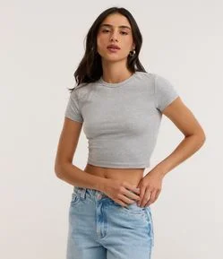 Blusa Baby Tee em Algodão com Cava Deslocada