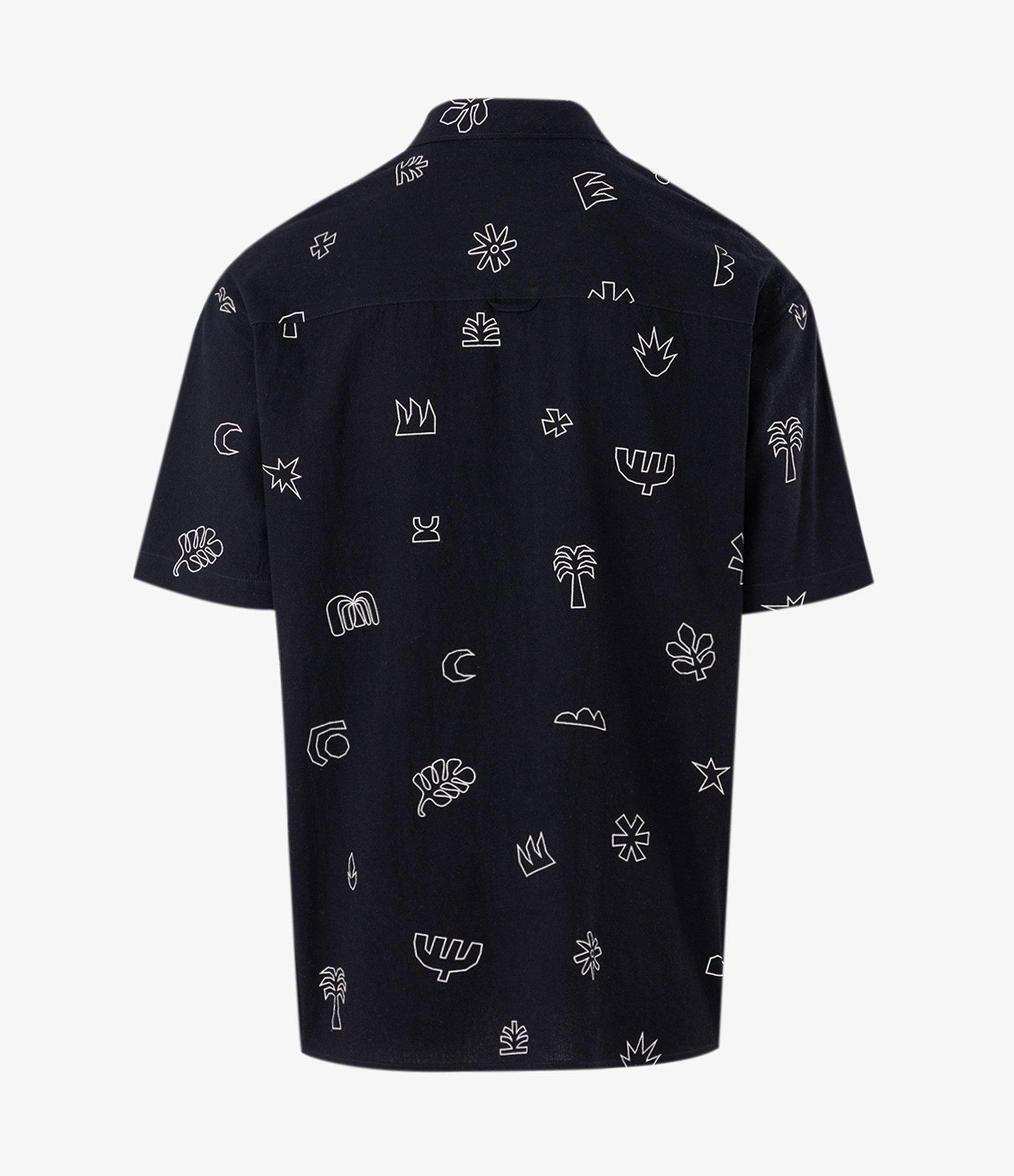 Camisa Relaxed Manga Curta com Textura e Estampa Mini Ícones Preto 5