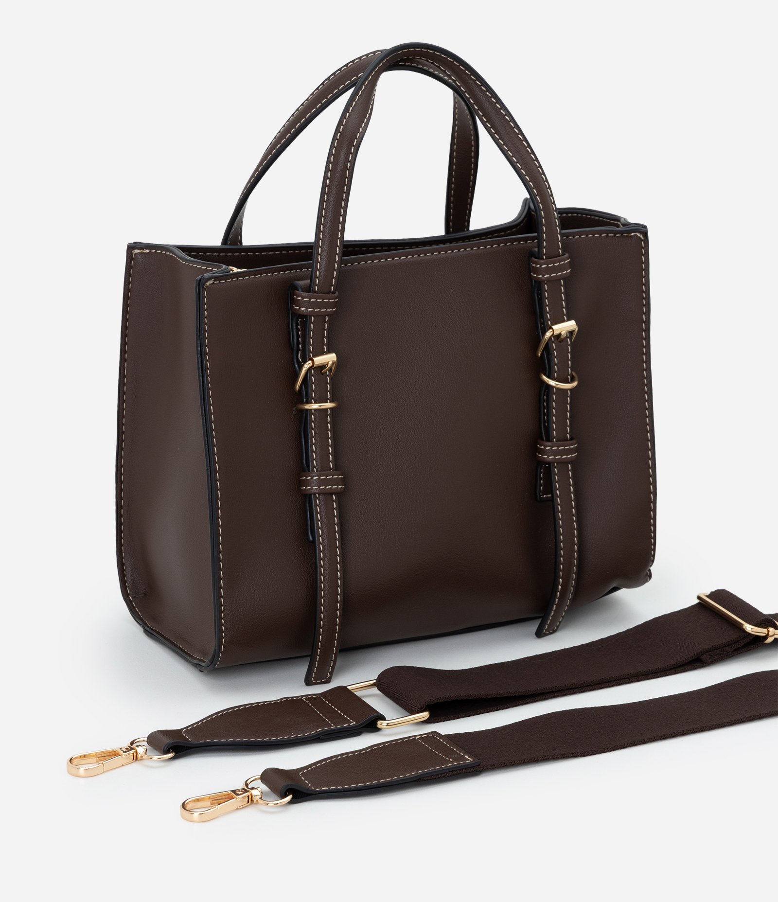 Bolsa Satchel Média com Alça de Mão Removível e Boho Romântico Marrom Escuro 6