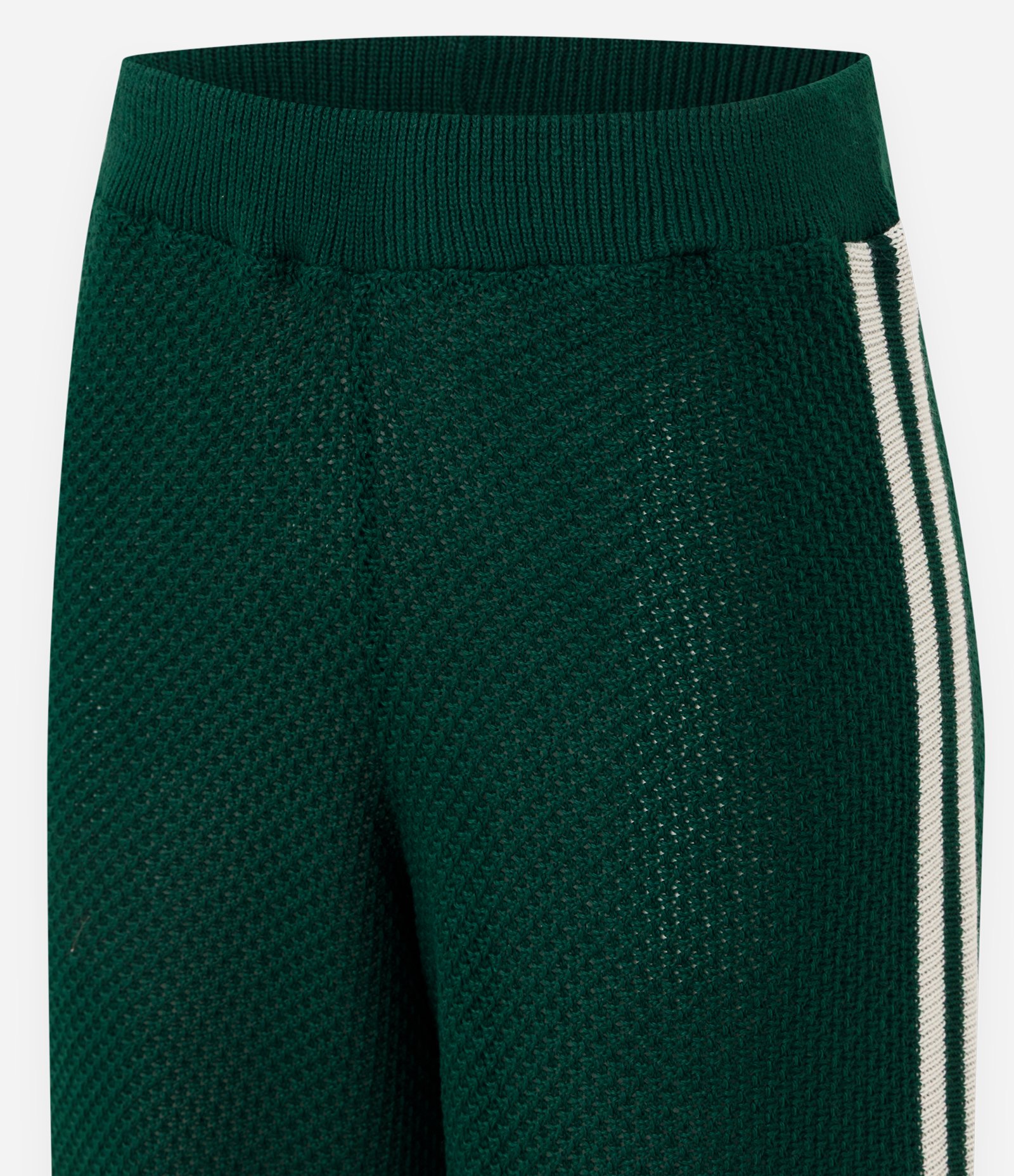 Calça Wide Leg em Tricô com Viés Contrastantes Verde 7