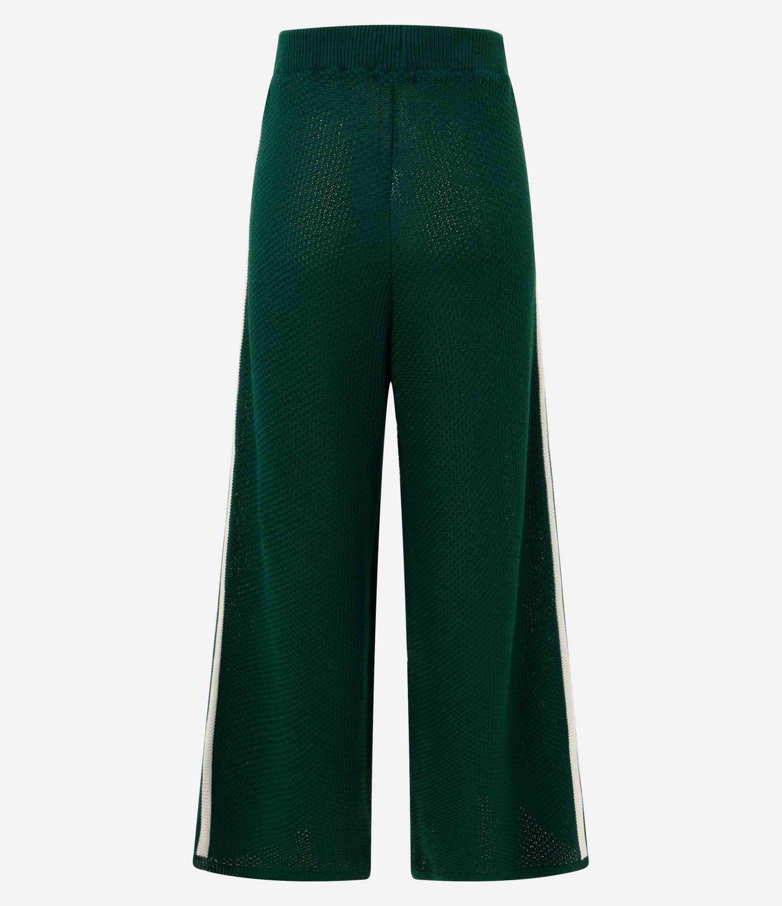 Calça Wide Leg em Tricô com Viés Contrastantes Verde 8