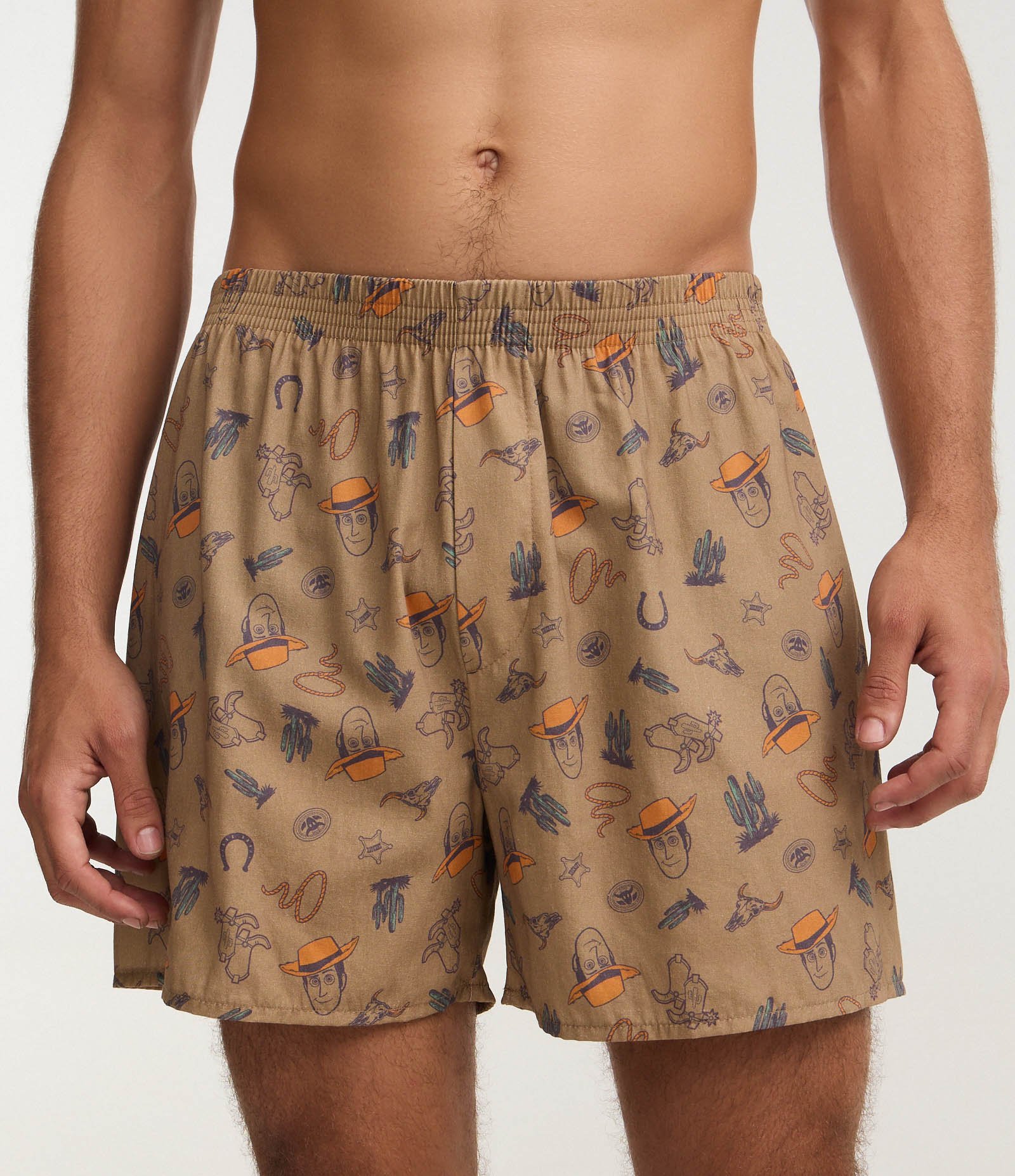 Cueca Samba Canção em Tricoline com Estampa Toy Story Woody Marrom 2