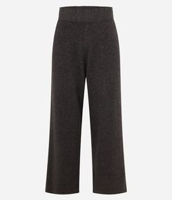 Calça Reta em Tricô com Cós Elástico