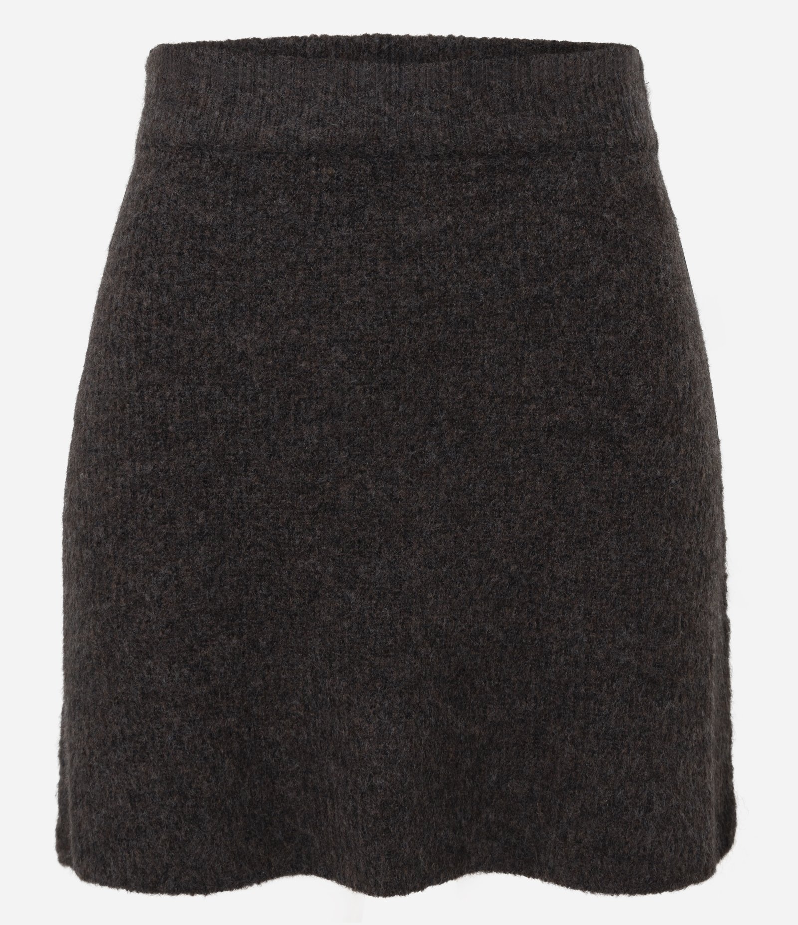 Mini Saia em Tricô com Cós Estruturado Marrom 1