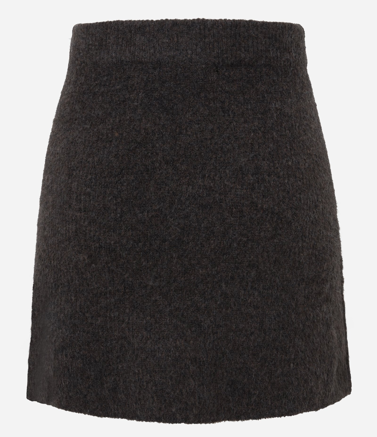 Mini Saia em Tricô com Cós Estruturado Marrom 3