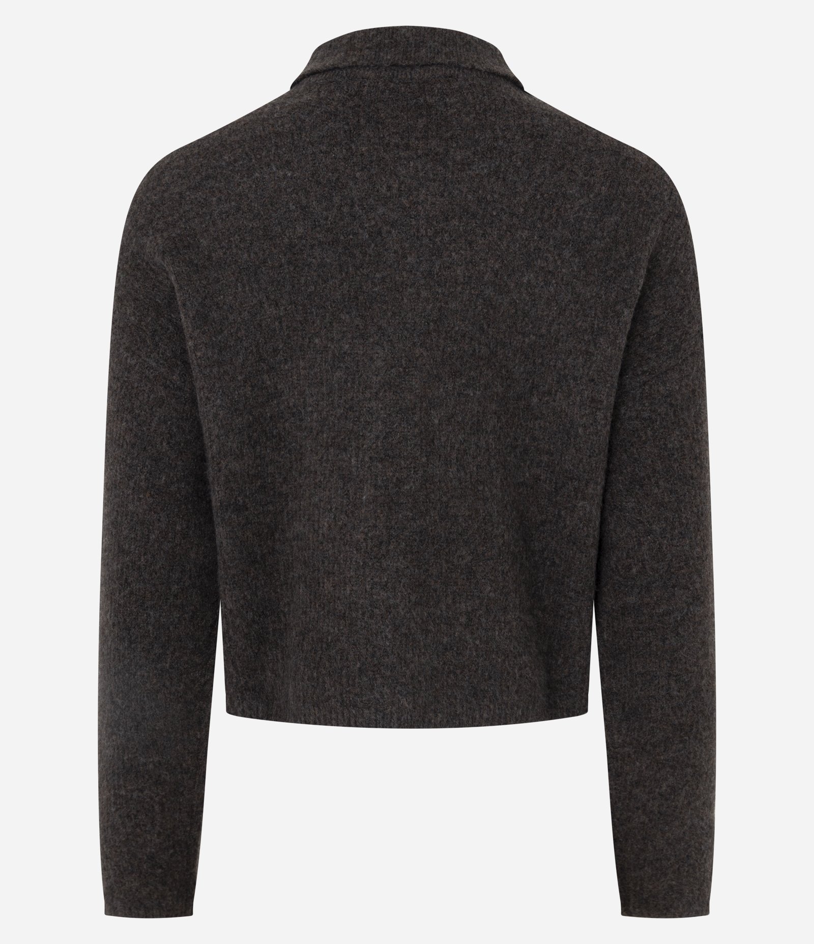 Cardigan Curto em Tricô com Gola Polo Marrom 3