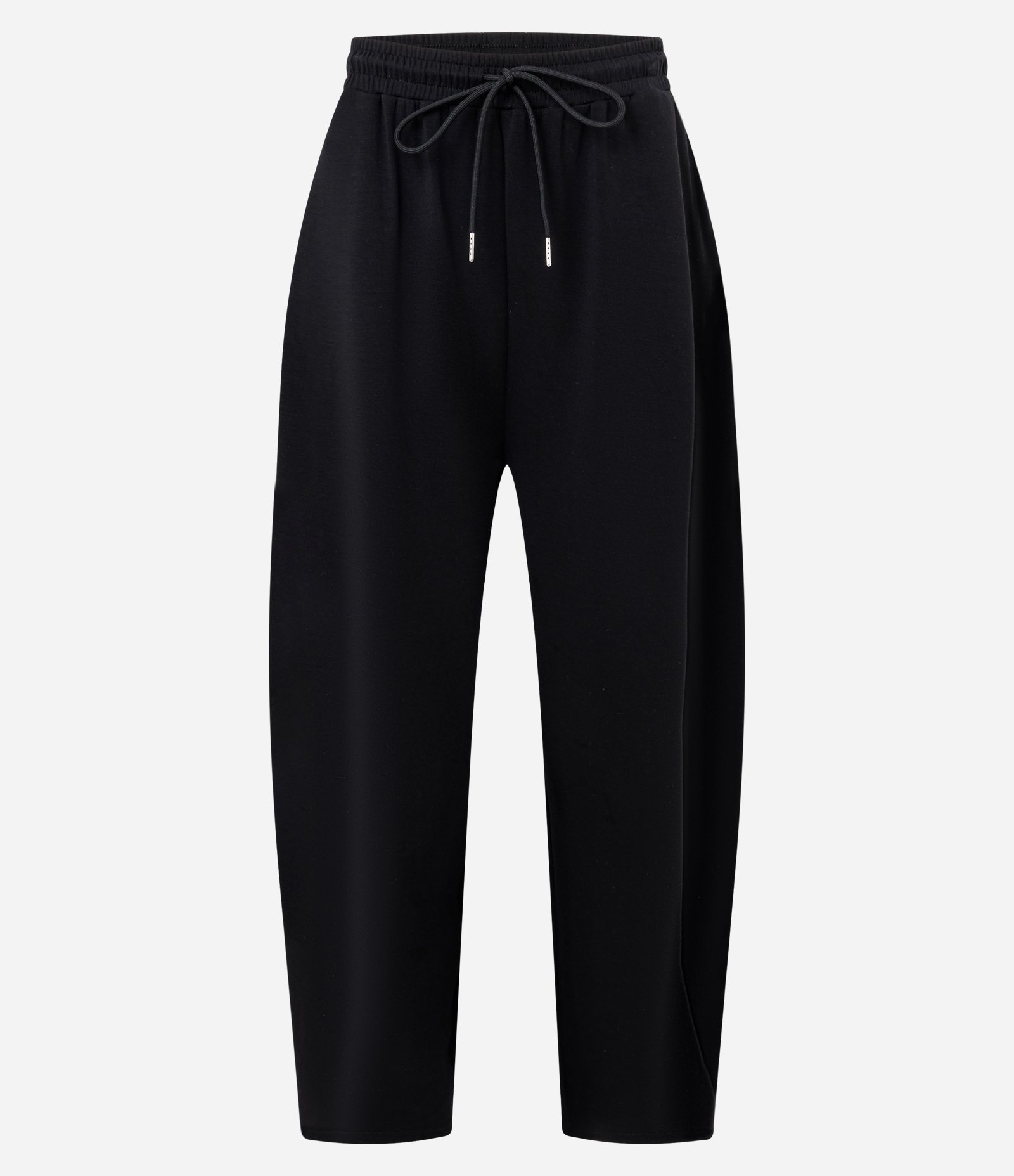 Calça Barrel em Malha com Amarração na Cintura Preto 1
