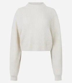 Blusa em Tricô com Gola Alta e Manga Ampla