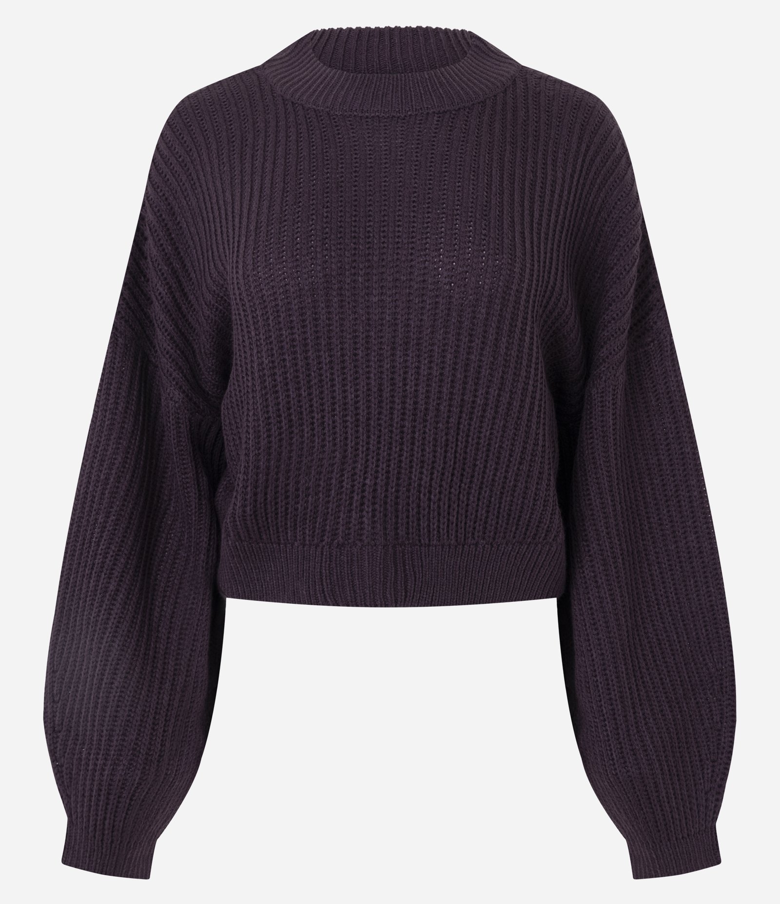 Blusa em Tricô com Gola Alta e Manga Ampla Roxo 1