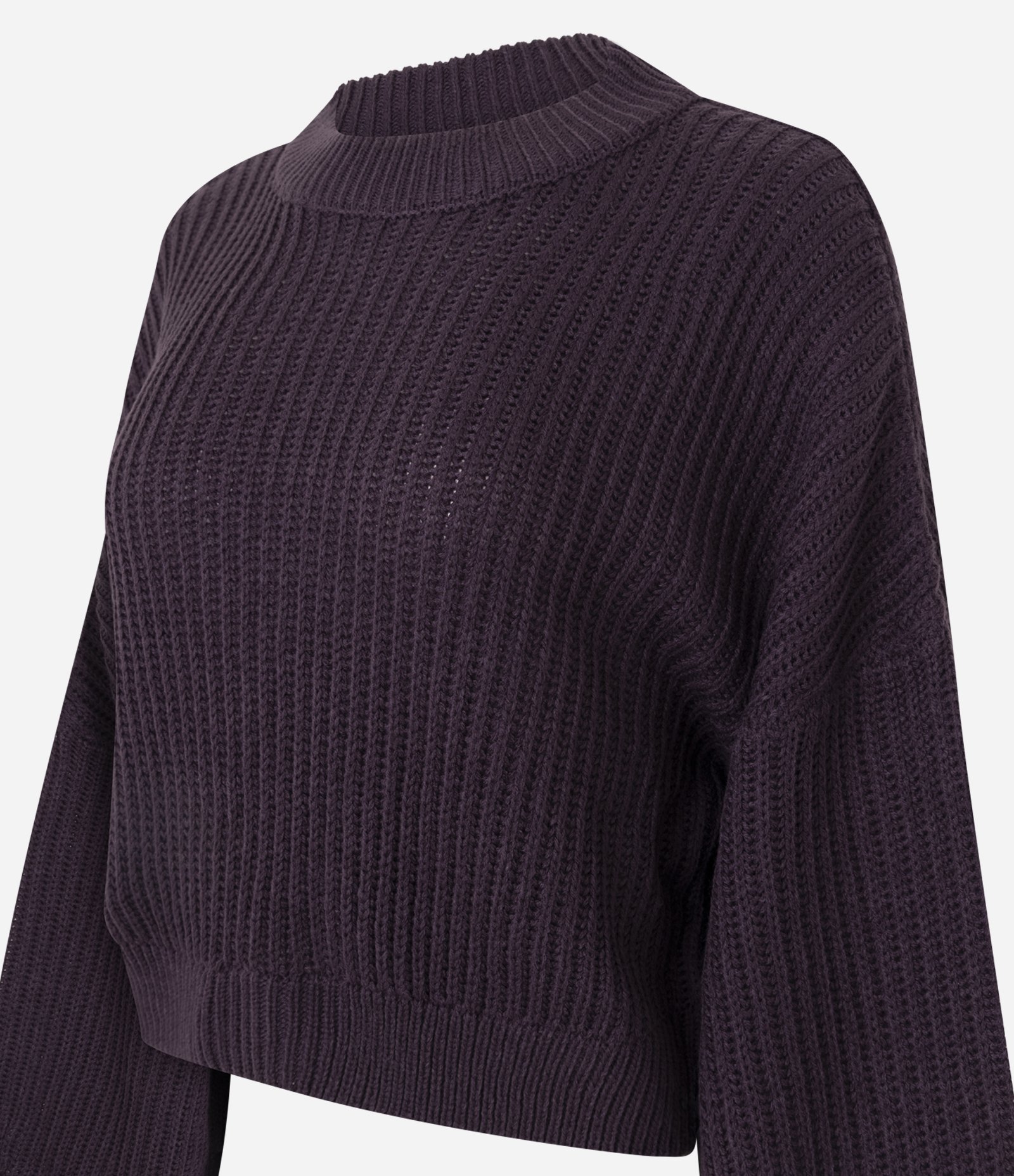 Blusa em Tricô com Gola Alta e Manga Ampla Roxo 2