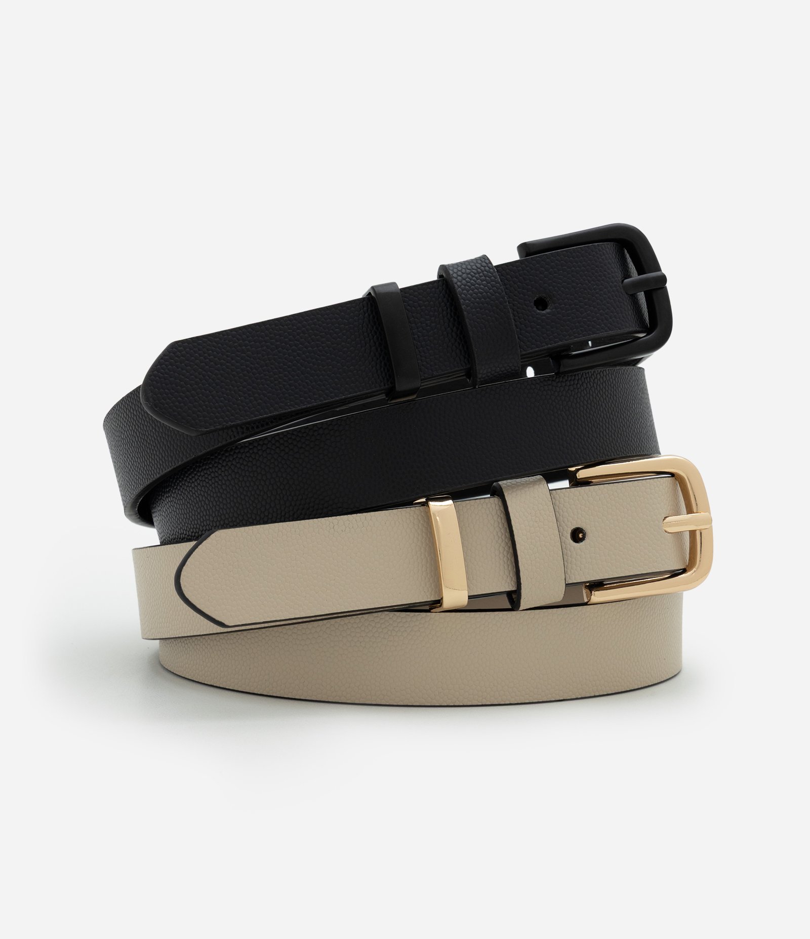 Kit 02 Cintos em PU Texturizados com Fivela Metálica Multicores 1