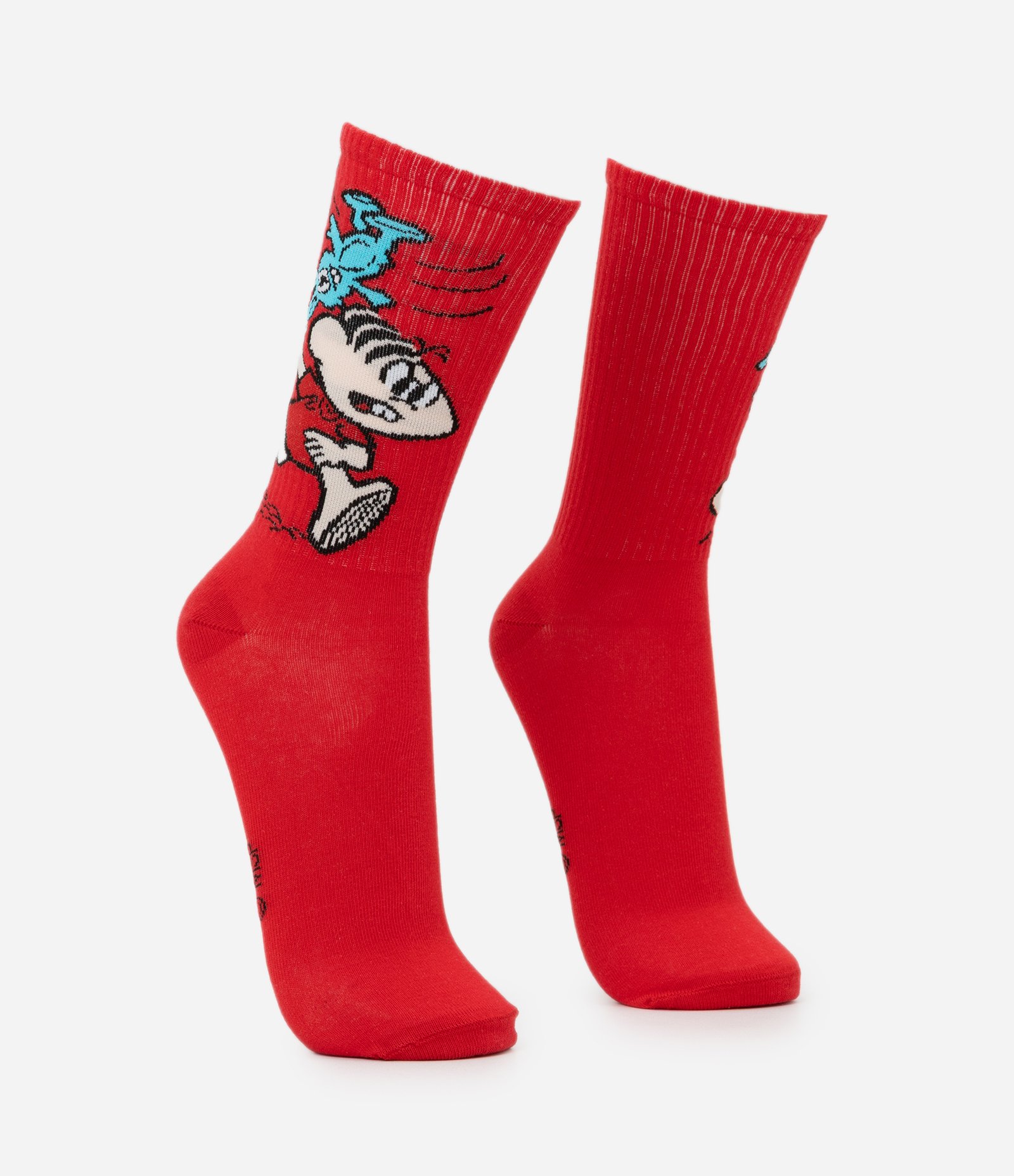 Meia Cano Alto em Algodão com Estampa Mônica e Sansão Vermelho 2