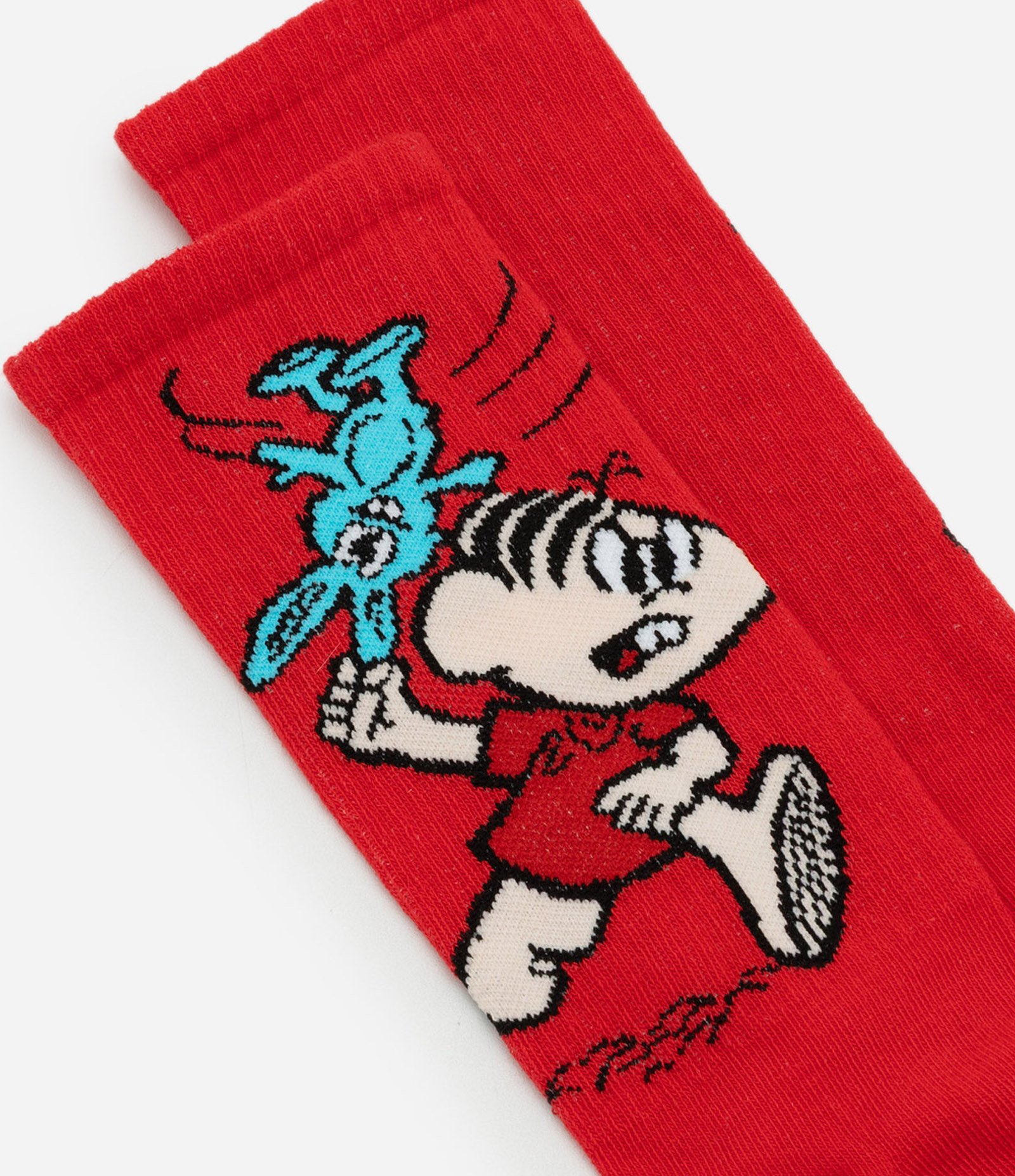 Meia Cano Alto em Algodão com Estampa Mônica e Sansão Vermelho 4