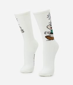 Meia Cano Alto em Algodão com Estampa Cebolinha Turma da Mônica