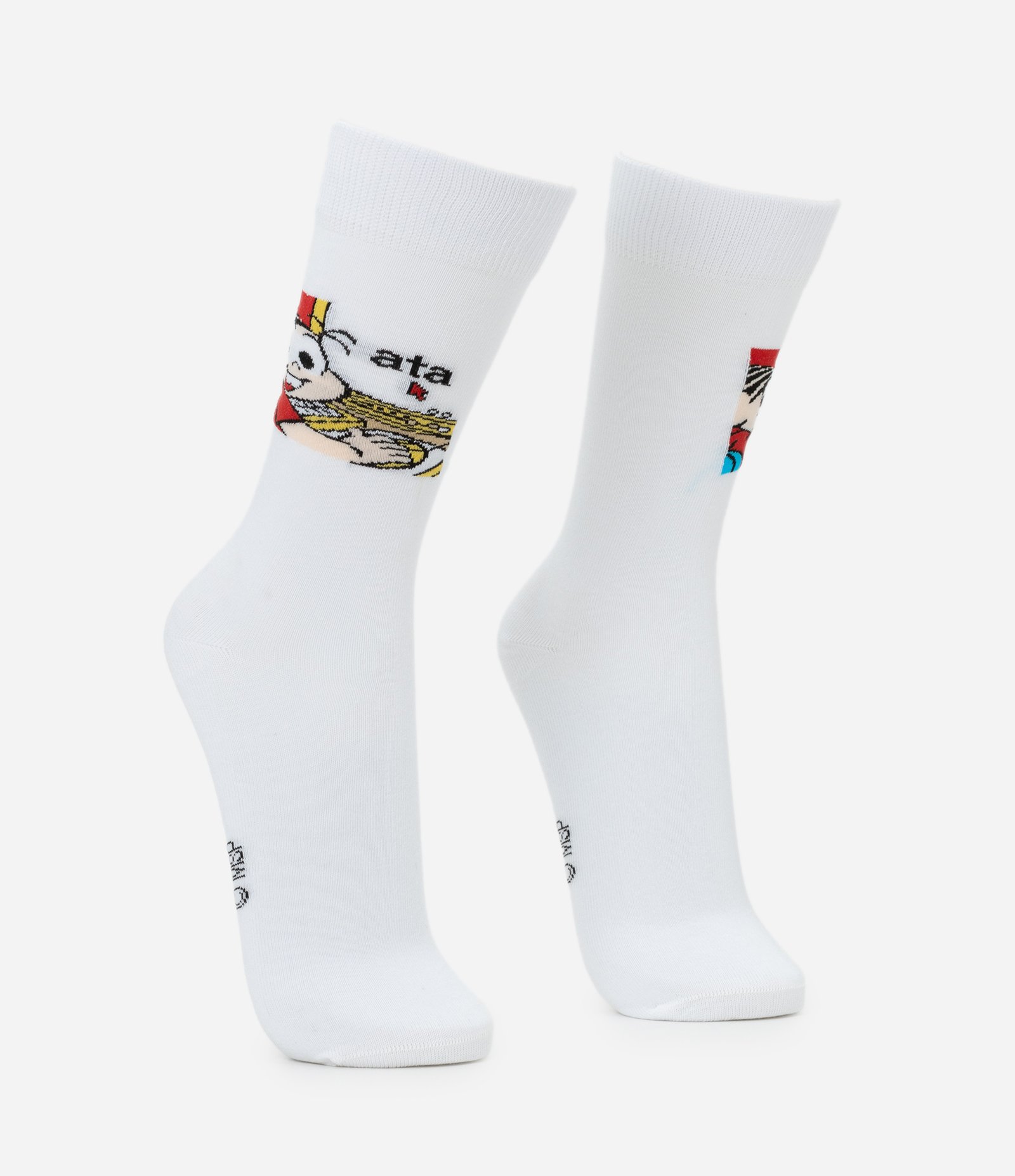 Meia Cano Alto Individual com Estampa Mônica Meme Branco 2