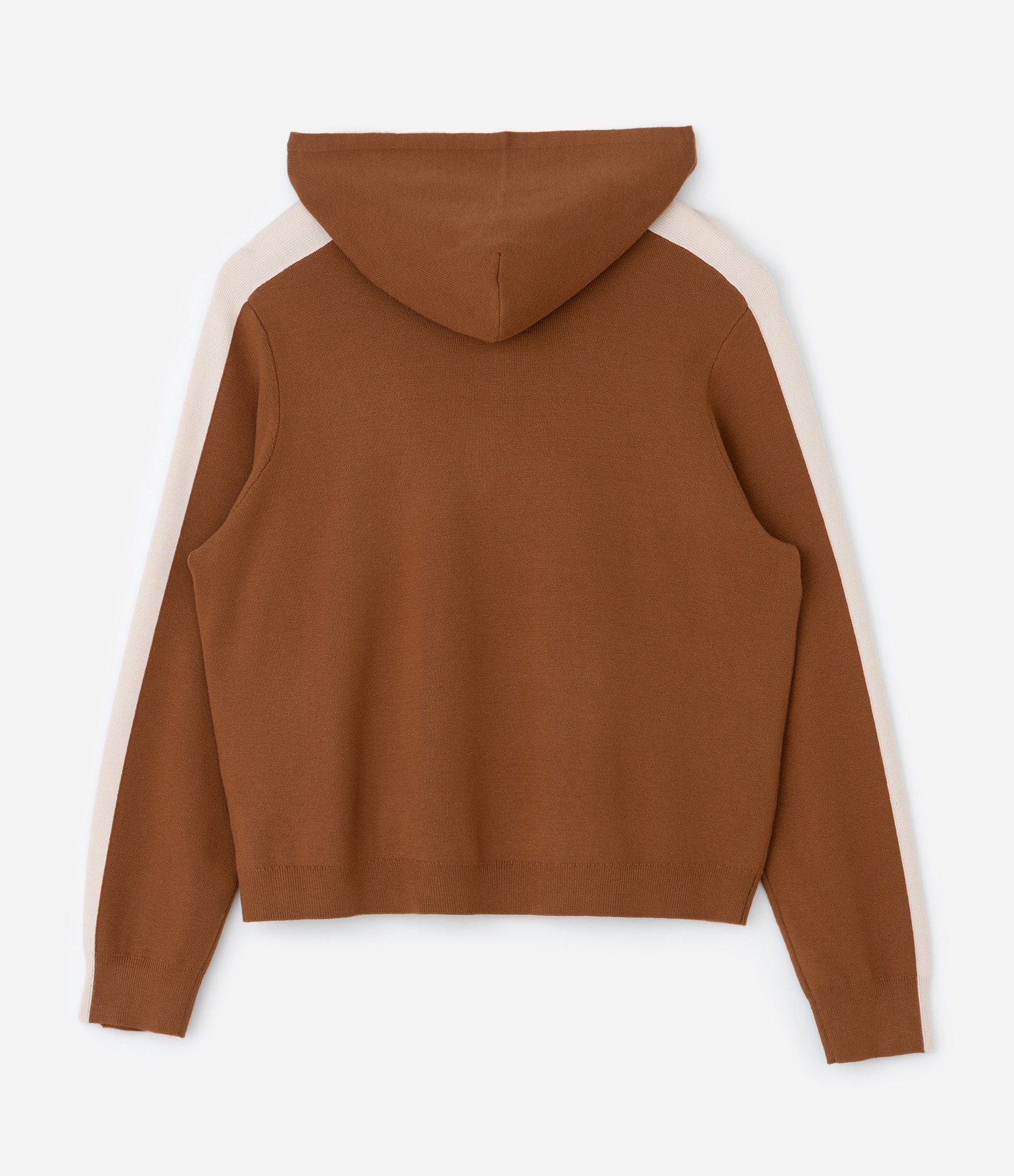 Blusão Fechado Regular em Tricô com Capuz Marrom 2