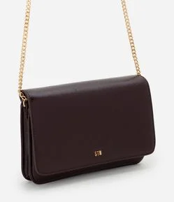 Bolsa Transversal Pequena em PU com Alça Corrente