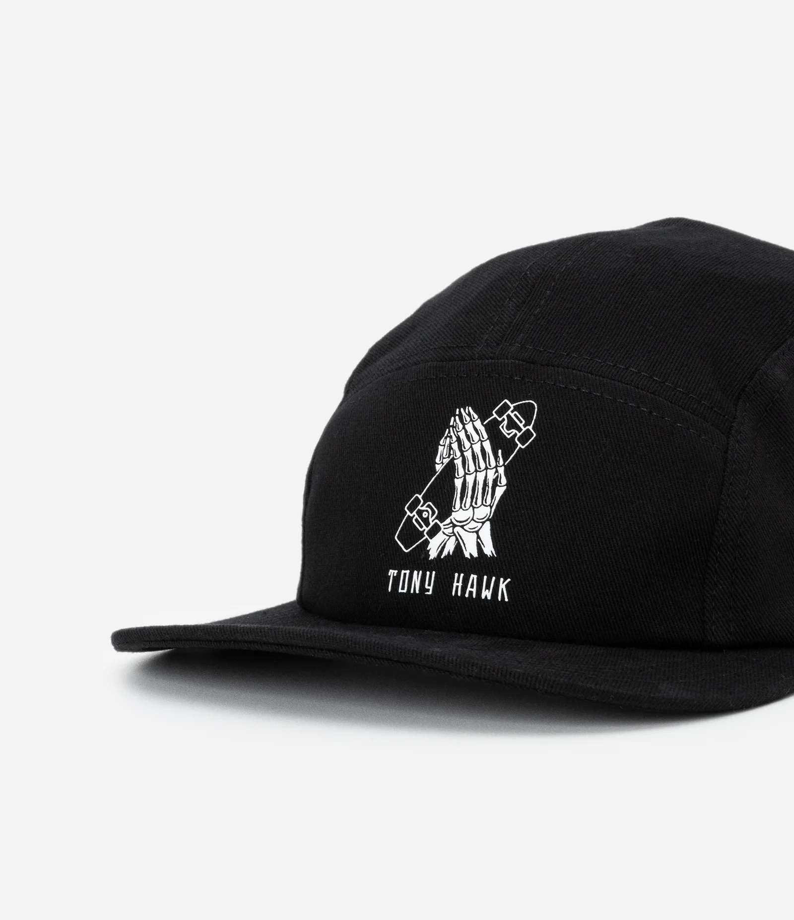 Boné 5 Panel em Sarja com Bordado Tony Hawk Preto 5