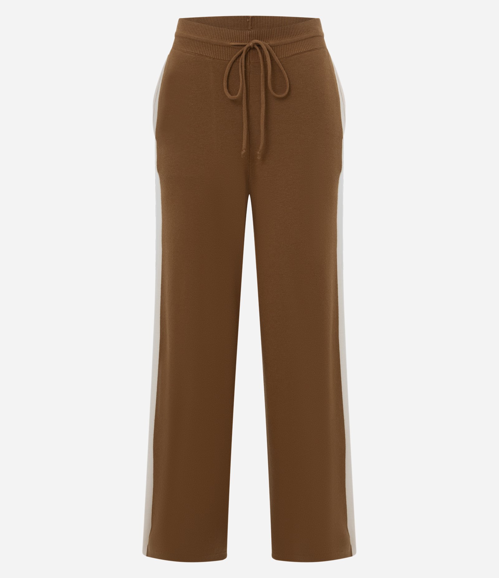 Calça Reta Esportiva em Tricô com Detalhe Contrastante Marrom 6