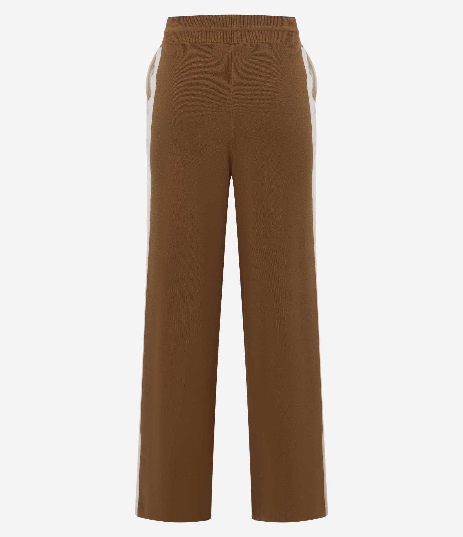 Calça Reta Esportiva em Tricô com Detalhe Contrastante Marrom 8