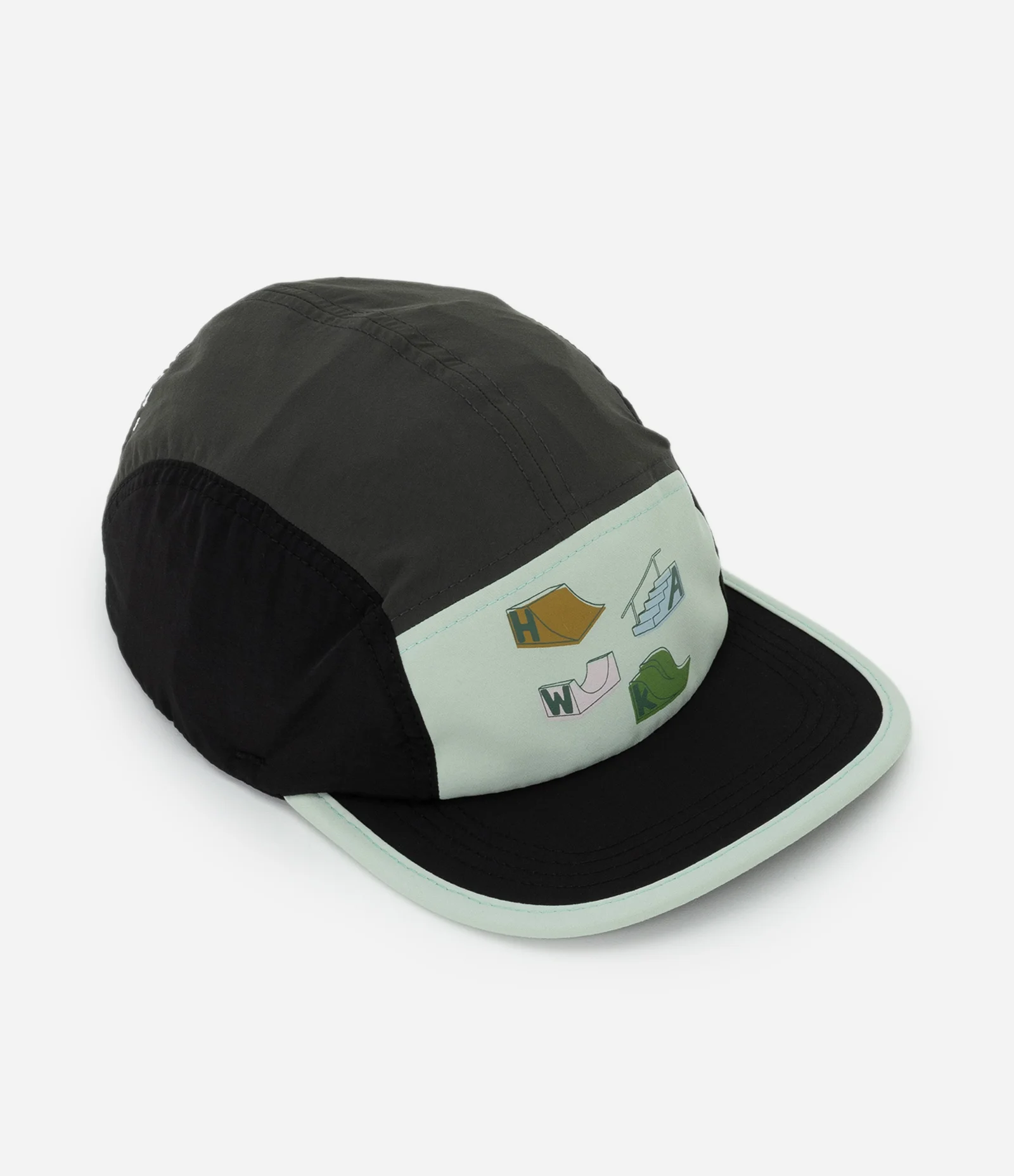 Boné 5 Panel Tony Hawk com Estampa Skate Park Verde Acqua 2