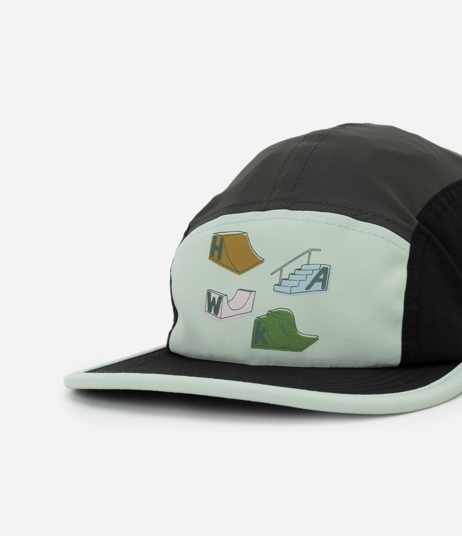 Boné 5 Panel Tony Hawk com Estampa Skate Park Verde Acqua 6