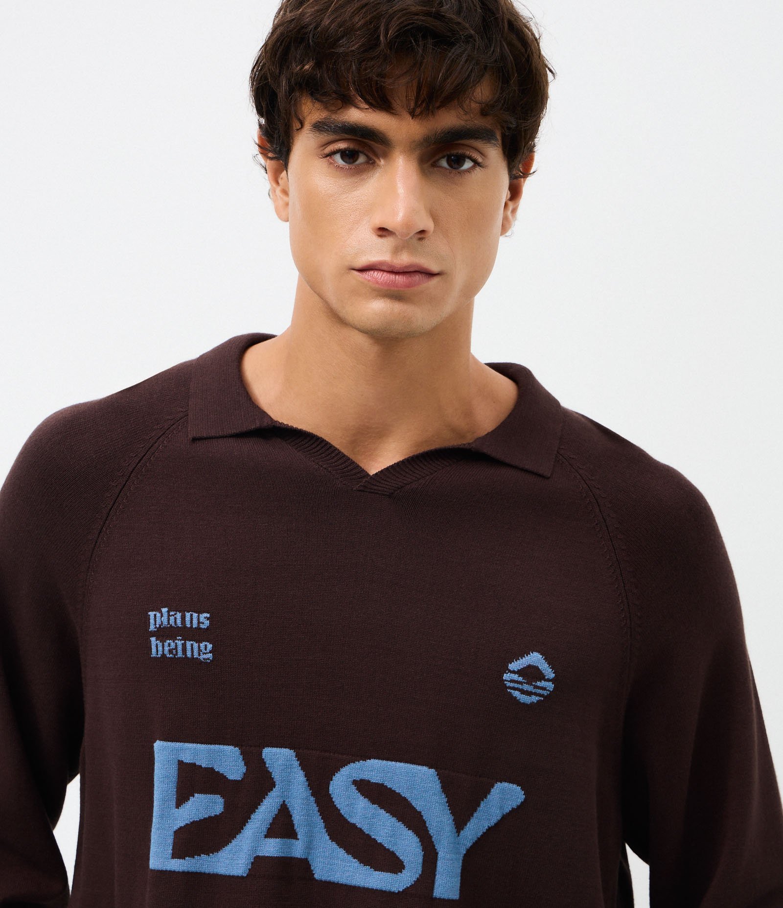 Suéter Boxy em Jacquard com Lettering Marrom 4