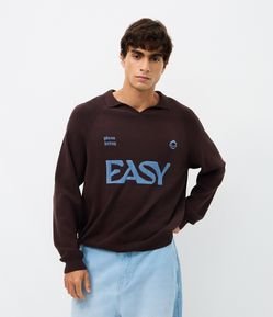 Suéter Boxy em Jacquard com Lettering