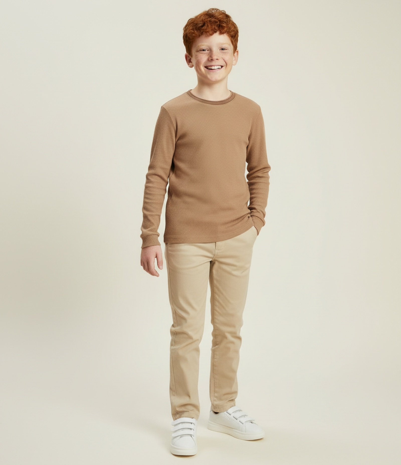 Camiseta Infantil em Moletinho Texturizado – Tam 5 a 14 Anos Marrom Claro 2
