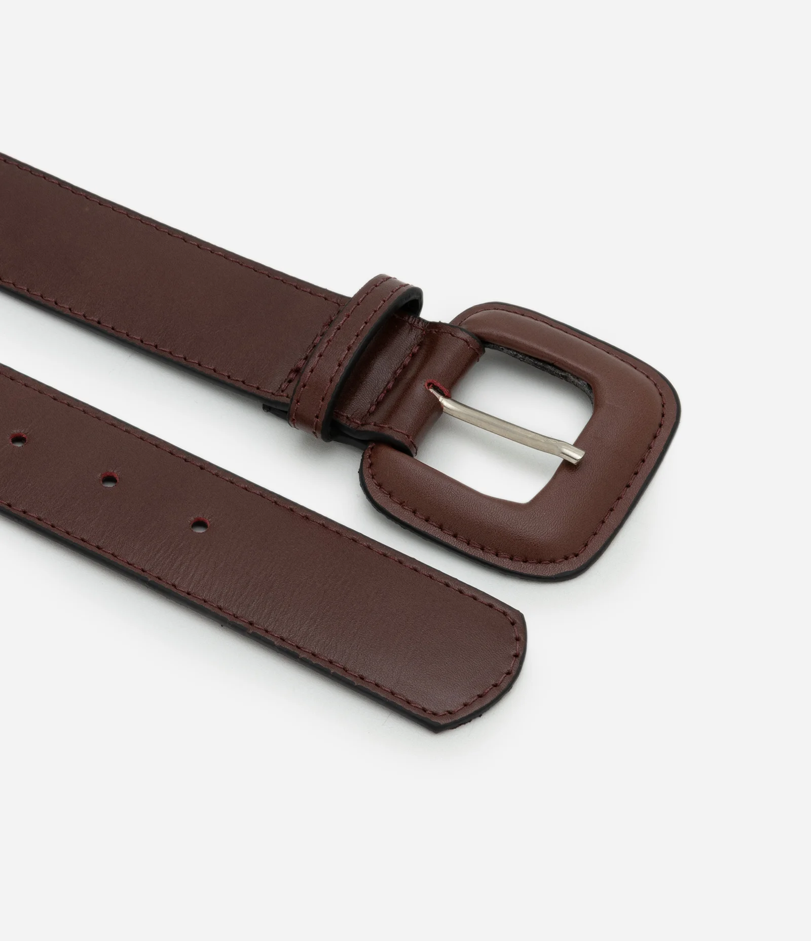 Cinto Médio em Couro com Fivela Quadrada Forrada Marrom 2