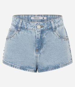 Short Cintura Média em Jeans com Brilhos