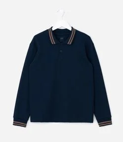 Camiseta Infantil Texturizada com Gola Polo – Tam 5 a 14 Anos
