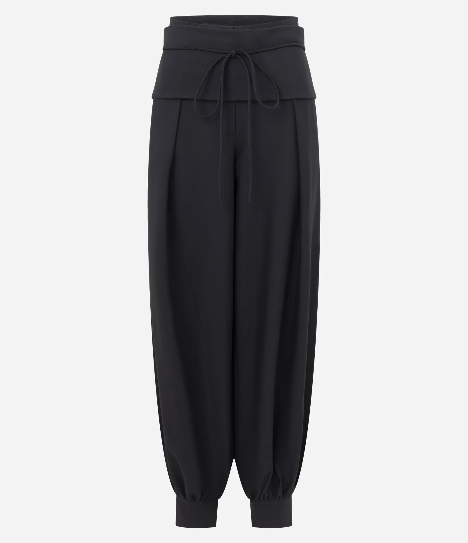 Calça Aladim Alfaiatada com Amarração e Pala Sobreposta Preto 1