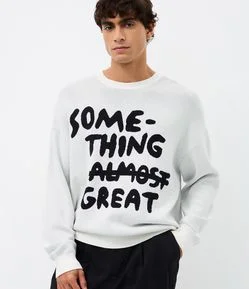 Suéter Boxy em Jacquard com Lettering
