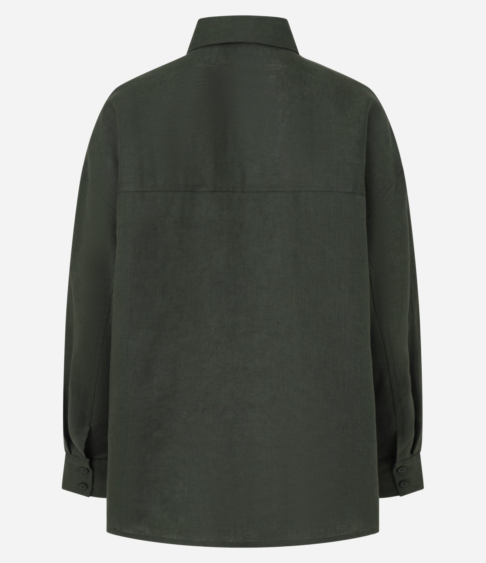 Camisa Oversized em Linho com Bolso no Peito Verde 6