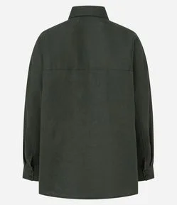 Camisa Oversized em Linho com Bolso no Peito