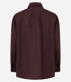 Camisa Oversized em Linho com Bolso no Peito